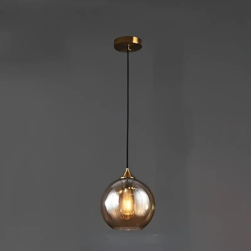 Modern smoked glass ball pendant lights kitchen & dining room triple set