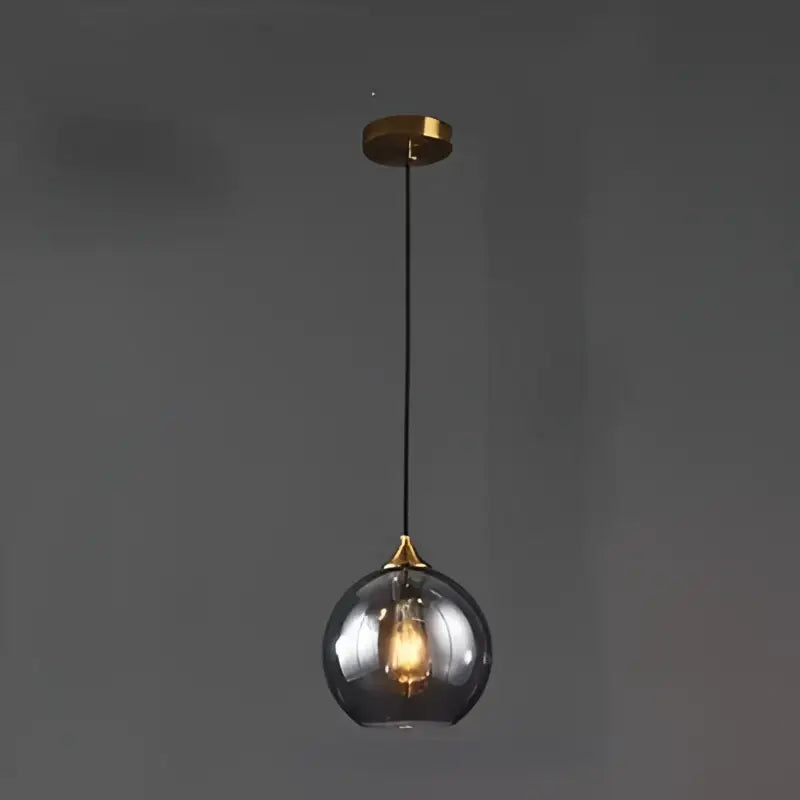 Modern smoked glass ball pendant lights kitchen & dining room triple set
