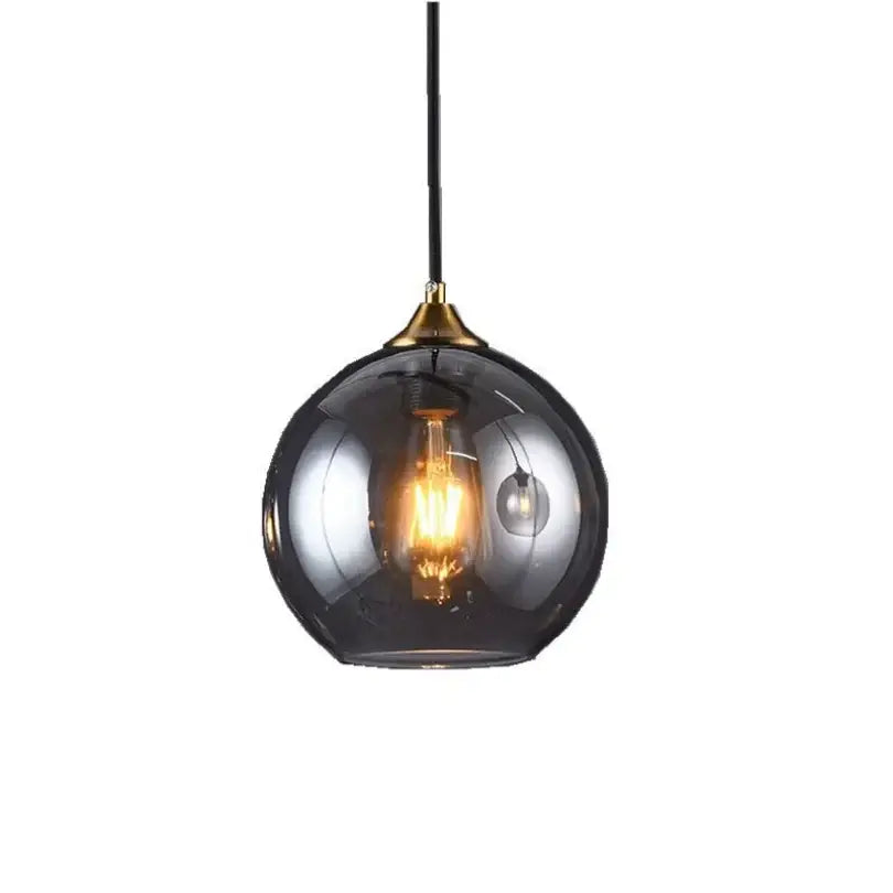 Modern smoked glass ball pendant lights kitchen & dining room triple set
