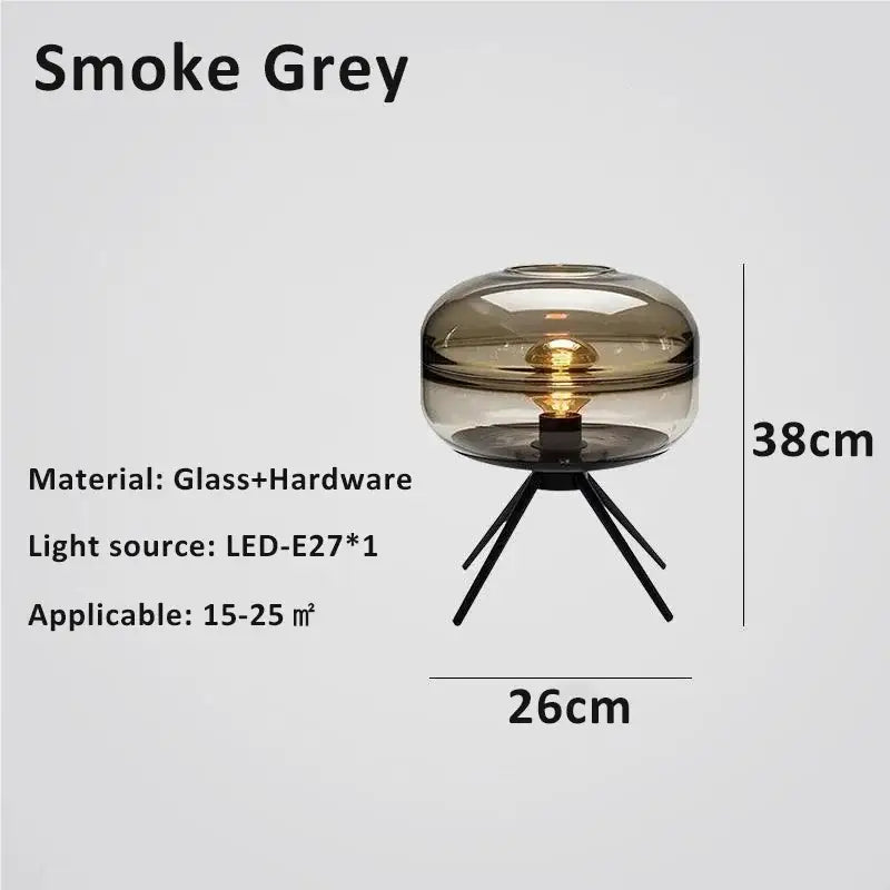 Modern smoked glass desk lamp bedroom tripod decorbites glass desk
