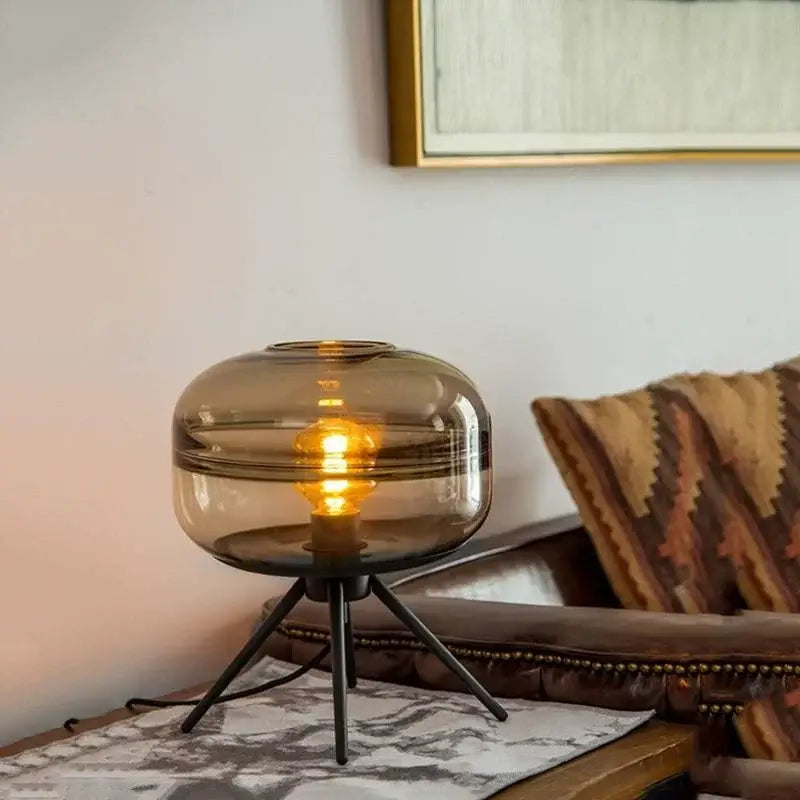 Modern smoked glass desk lamp bedroom tripod decorbites glass desk