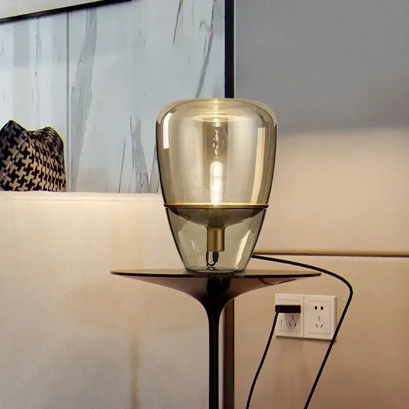 Modern smoked glass table lamp bedroom led desk light