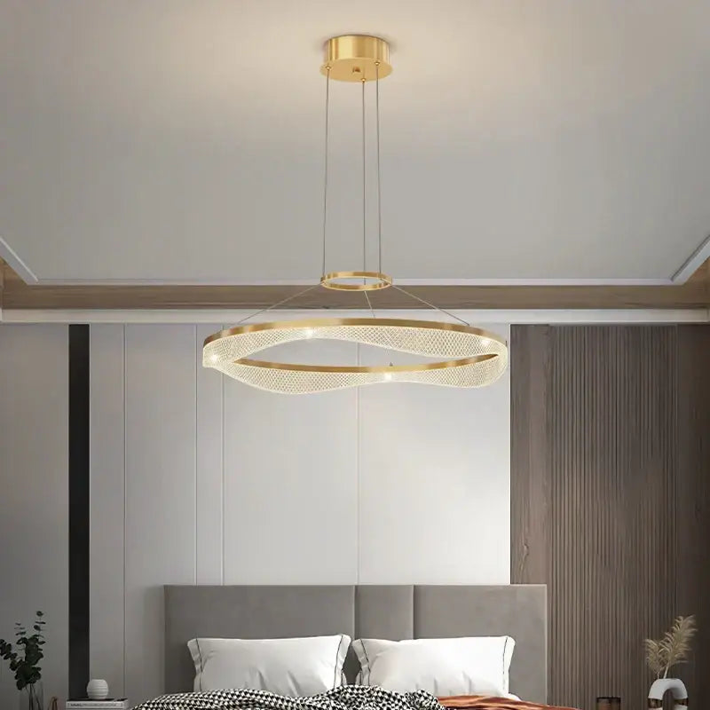 Modern spiral acrylic ring pendant light fixture living room