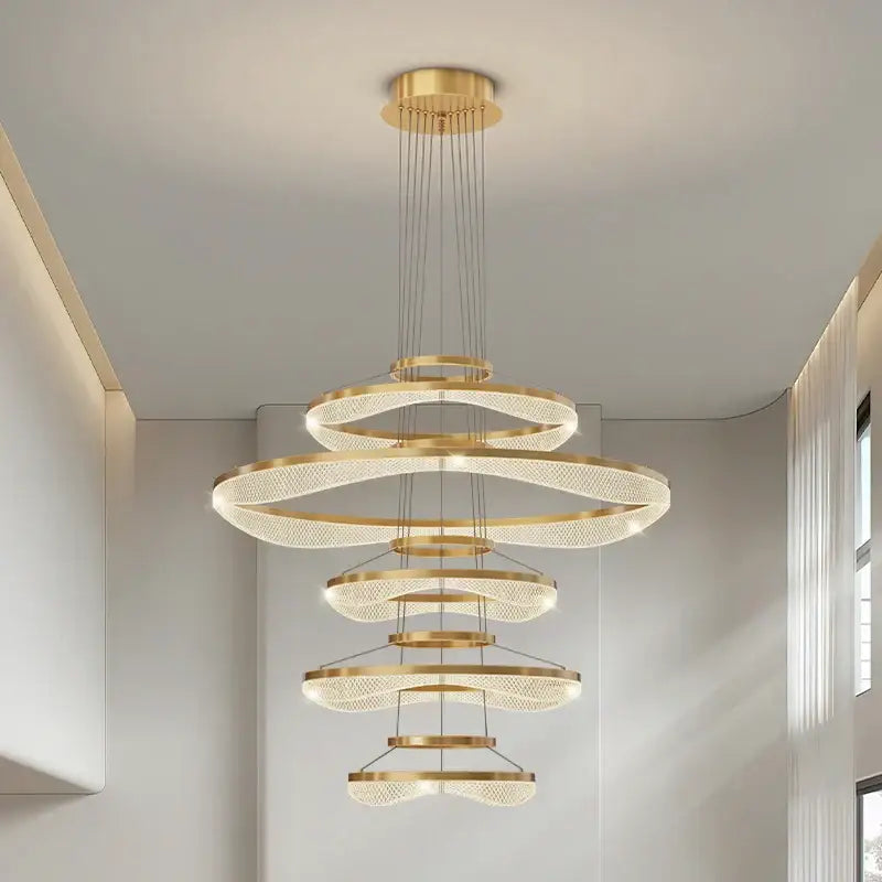 Modern spiral acrylic ring pendant light fixture living room