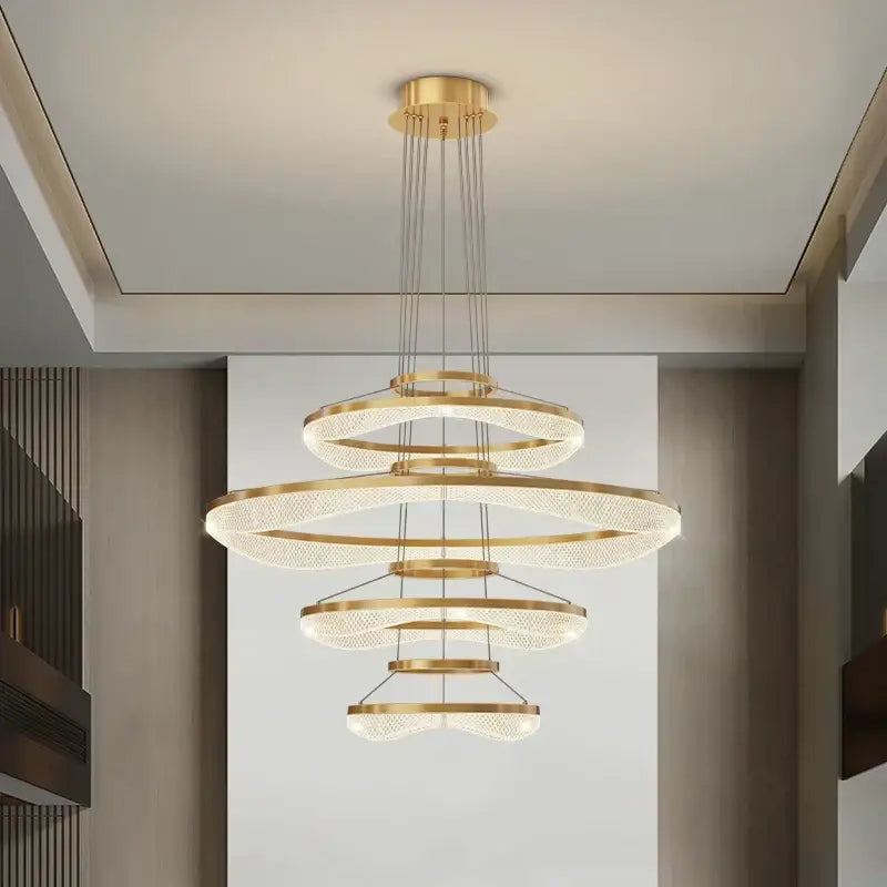 Modern spiral acrylic ring pendant light fixture living room