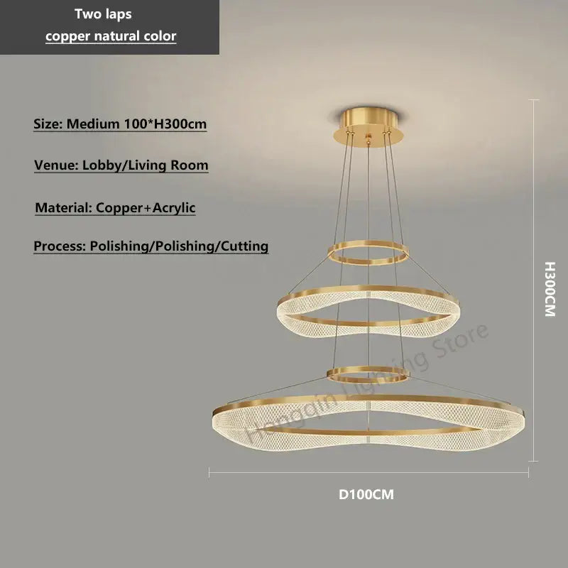 Modern spiral acrylic ring pendant light fixture living room