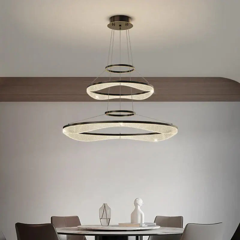 Modern spiral acrylic ring pendant light fixture living room