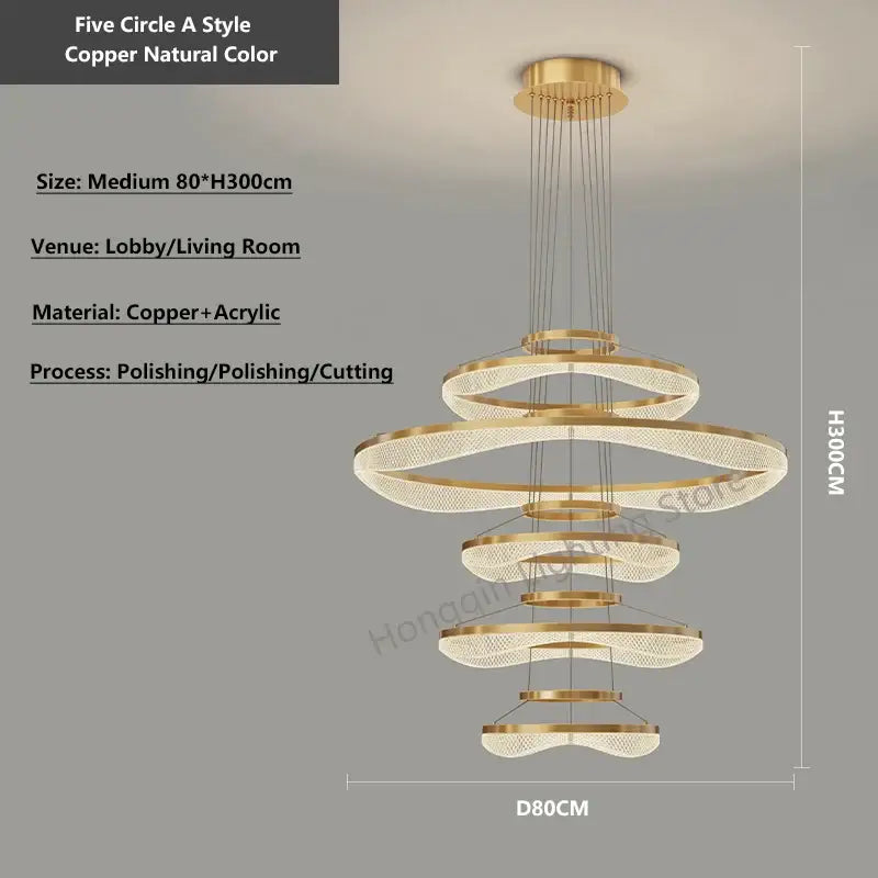 Modern spiral acrylic ring pendant light fixture living room