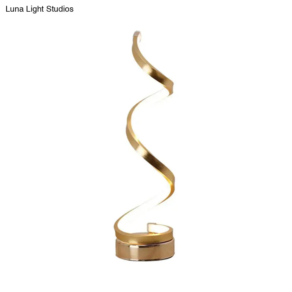 Modern spiral black white & gold led table lamp bedroom task light