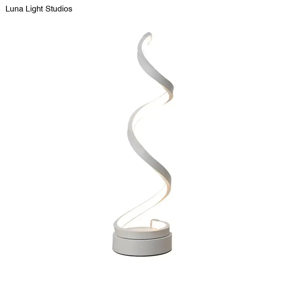 Modern spiral black white & gold led table lamp bedroom task light