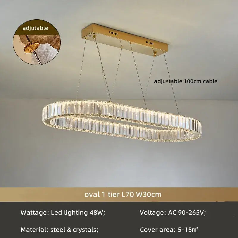 Modern spiral crystal circle led chandelier staircase pendant light
