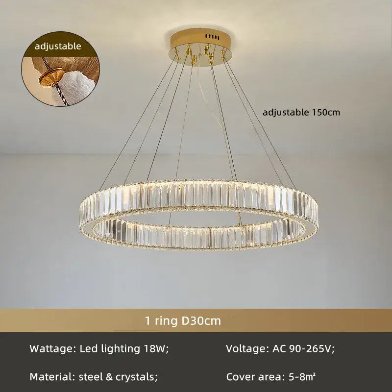 Modern spiral crystal circle led chandelier staircase pendant light