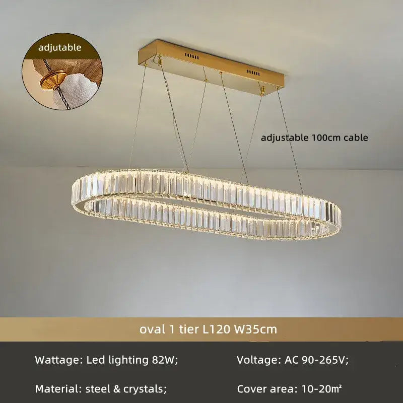 Modern spiral crystal circle led chandelier staircase pendant light