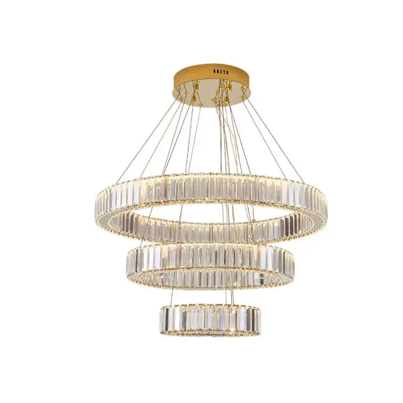 Modern spiral crystal circle led chandelier staircase pendant light