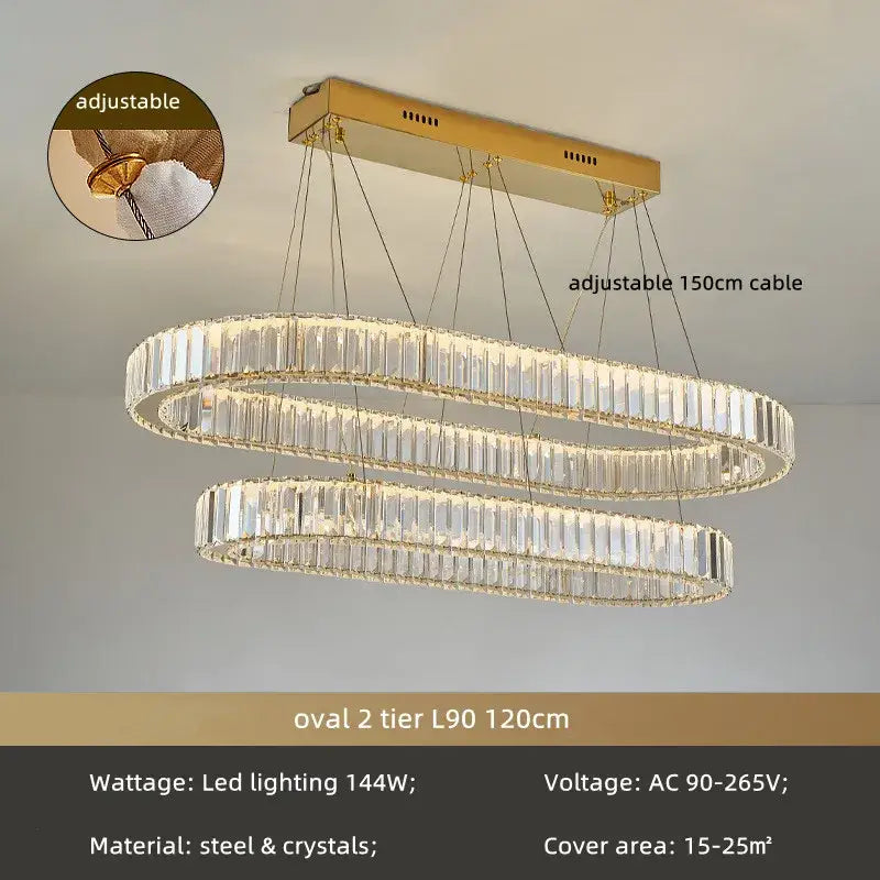 Modern spiral crystal circle led chandelier staircase pendant light