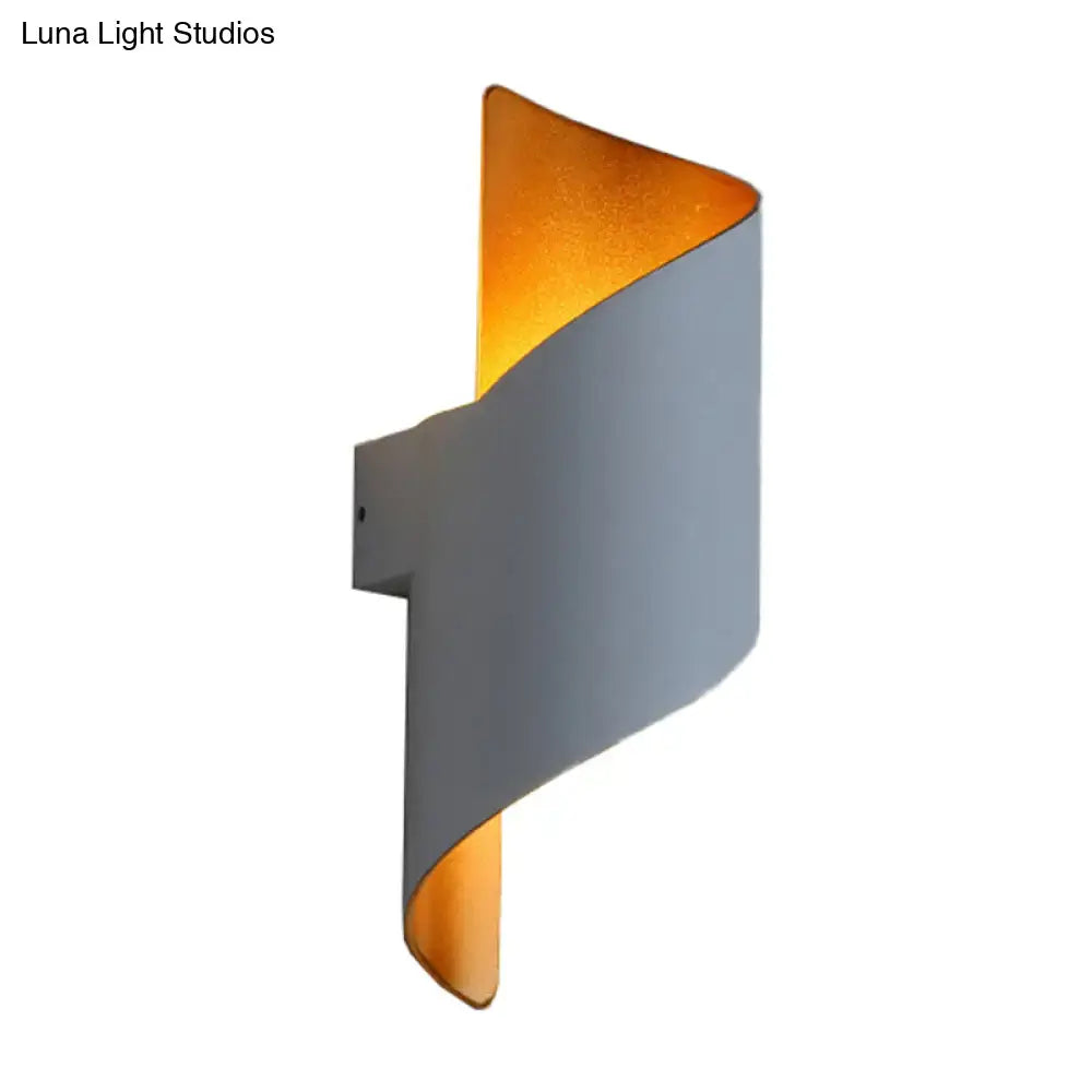 Modern spiral white & gold wall sconce bedroom direct wired light