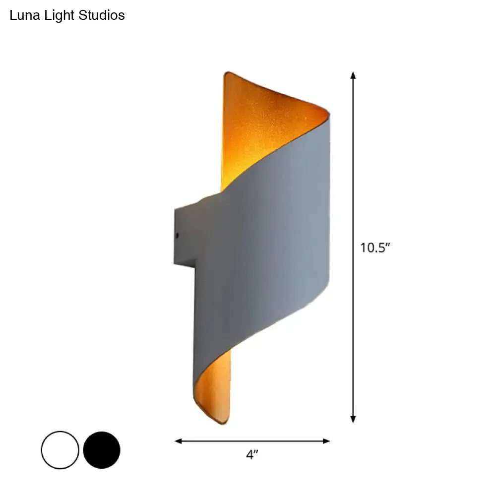 Modern spiral white & gold wall sconce bedroom direct wired light