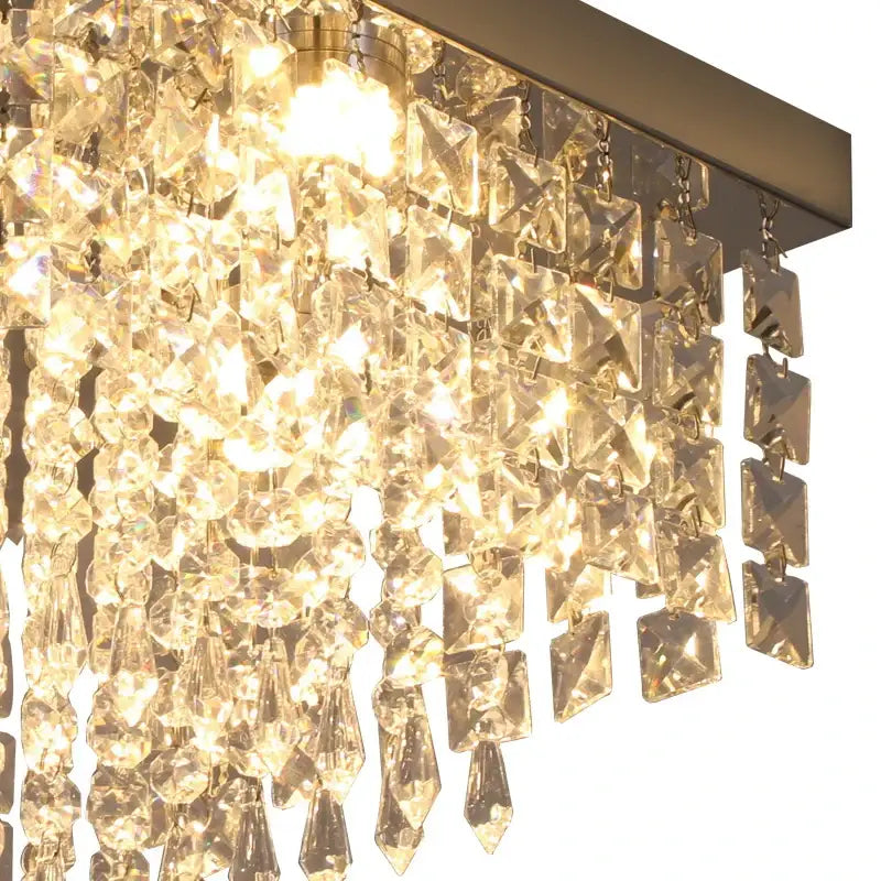 Modern square black crystal led chandelier dining room ceiling lamp