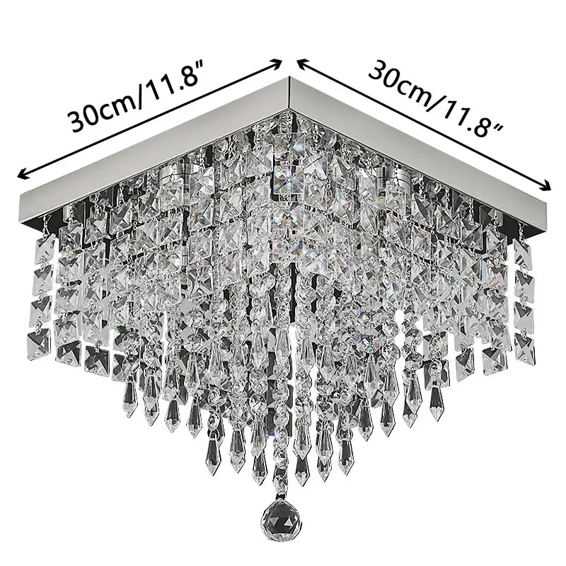 Modern square black crystal led chandelier dining room ceiling lamp