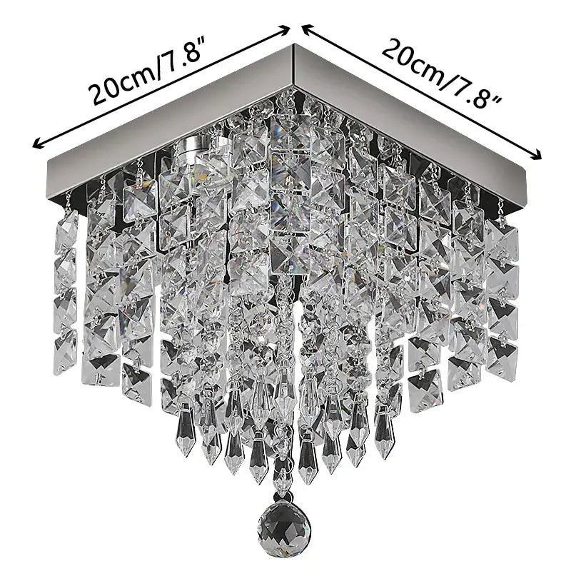 Modern square black crystal led chandelier dining room ceiling lamp