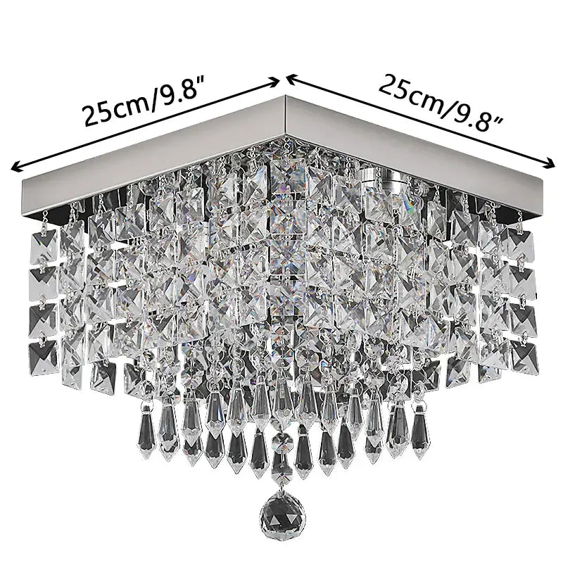 Modern square black crystal led chandelier dining room ceiling lamp