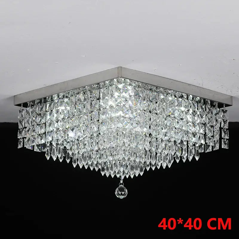 Modern square black crystal led chandelier dining room ceiling lamp