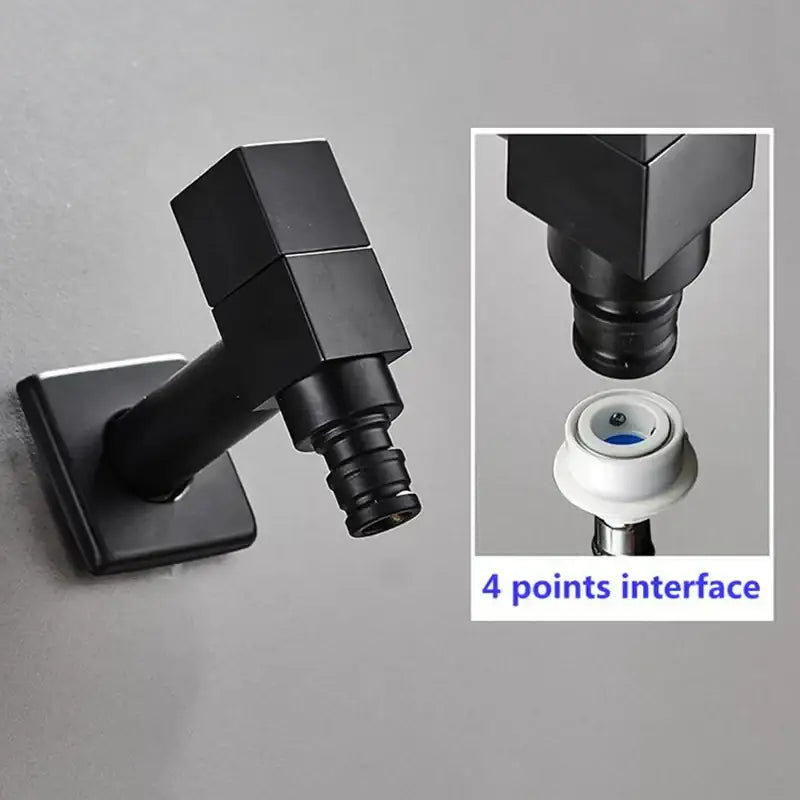 Modern square black wall mount washing machine tap garden faucet