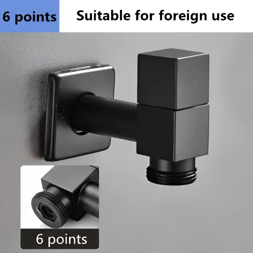 Modern square black wall mount washing machine tap garden faucet