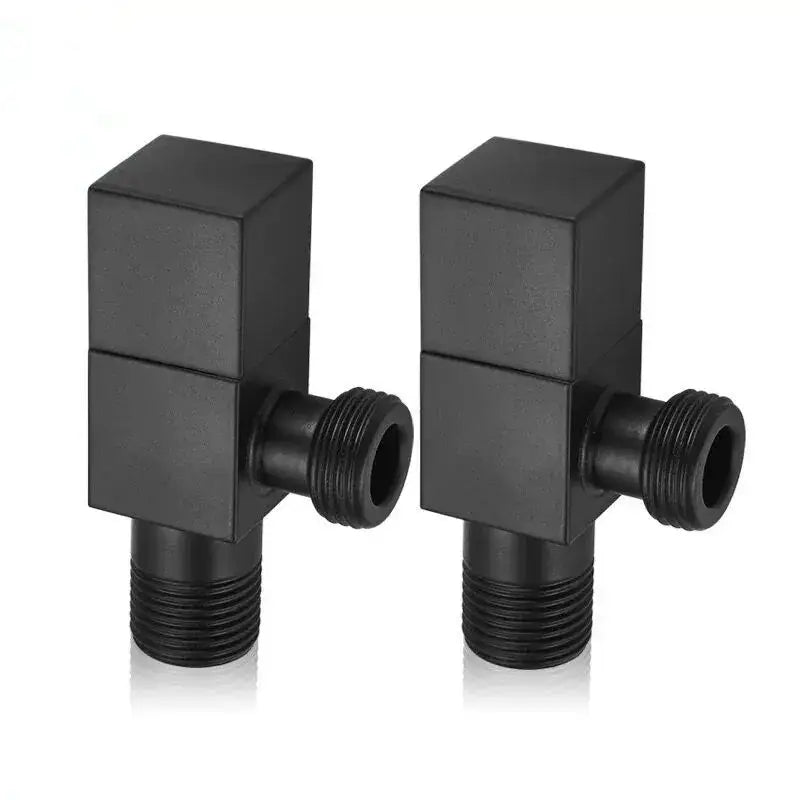 Modern square brass black angle valve bathroom water control
