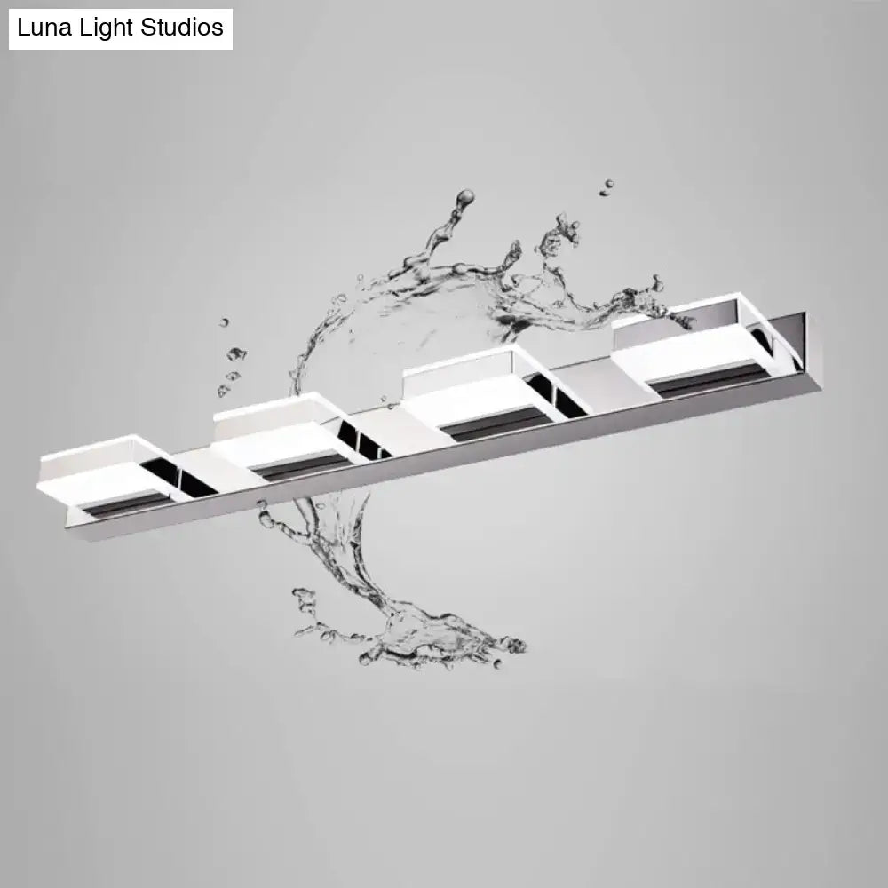Modern square chrome stainless steel led vanity light bathroom sconce