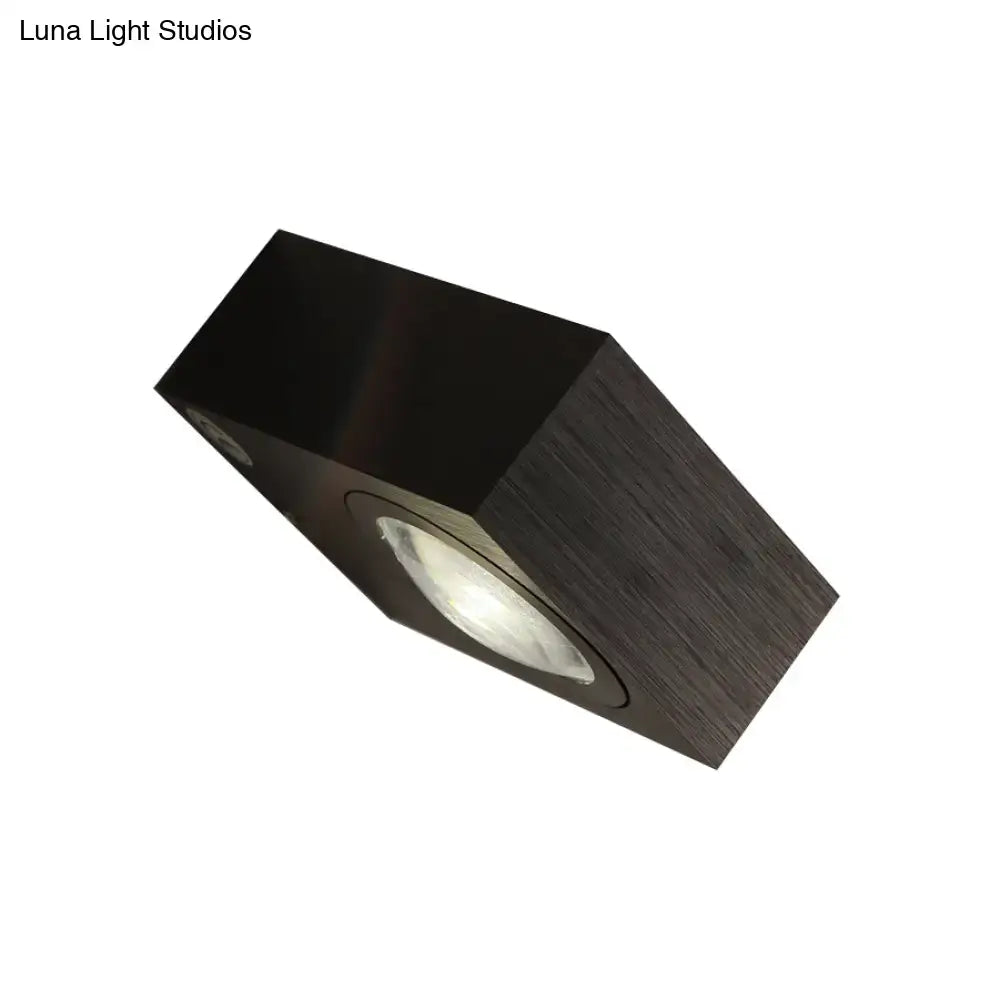 Modern square led wall light black & silver bedroom sconce