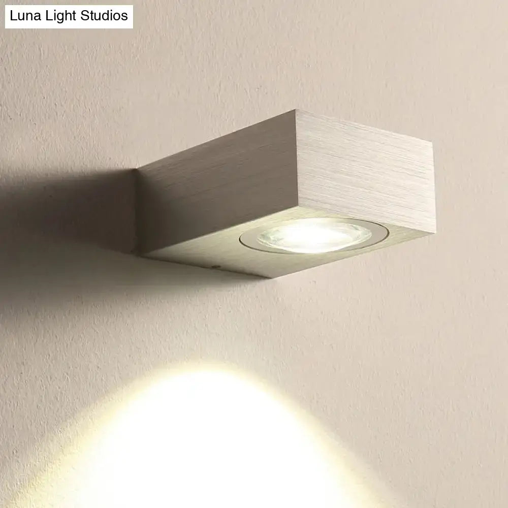Modern square led wall light black & silver bedroom sconce