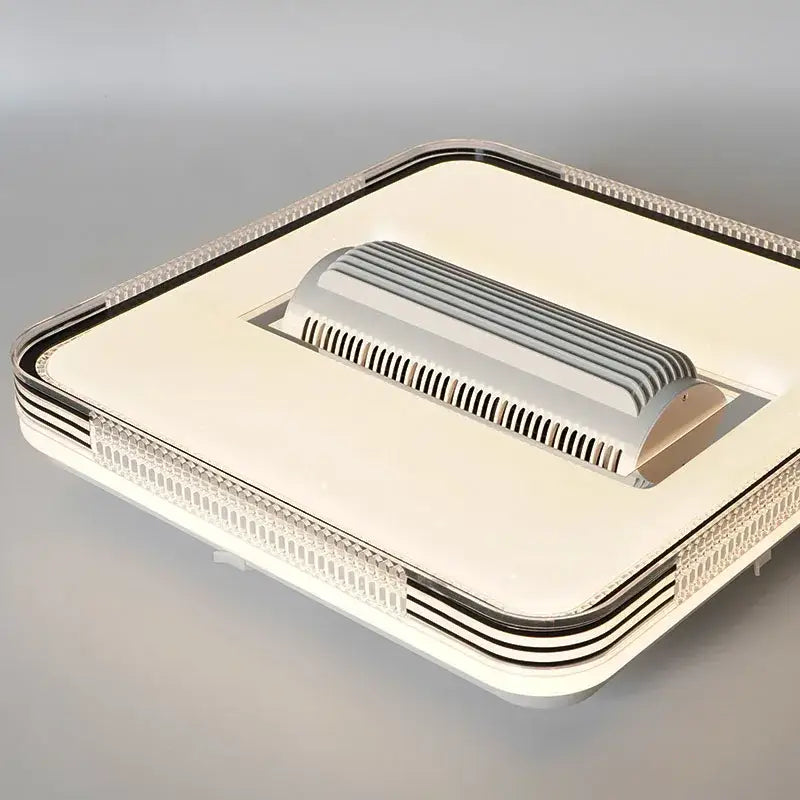 Modern square white & chrome led ceiling fan light bedroom ventilator