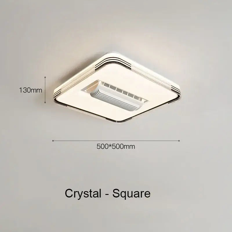 Modern square white & chrome led ceiling fan light bedroom ventilator