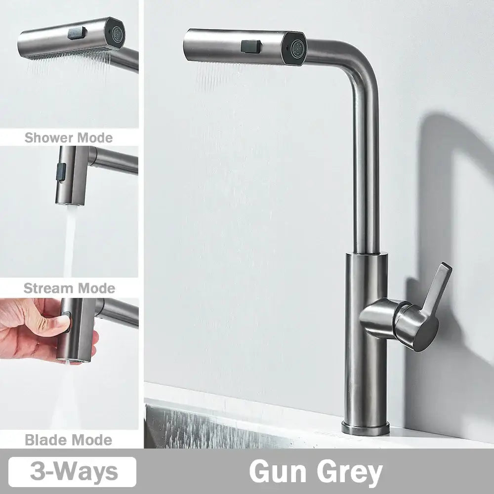 Modern stainless steel 3 functions kitchen faucet mixer tap