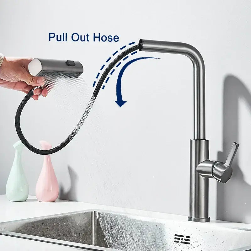 Modern stainless steel 3 functions kitchen faucet mixer tap