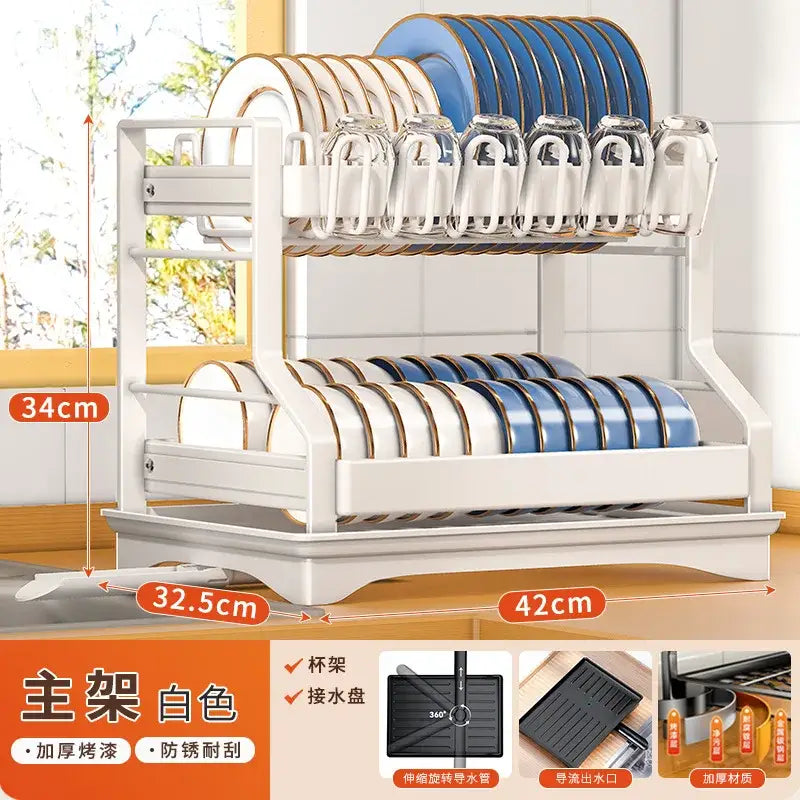 Modern stainless steel black dish drying rack kitchen storage rack