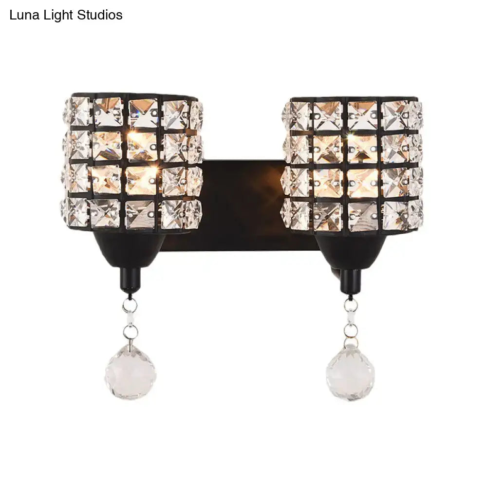 Modern style black crystal wall sconce bedroom 110v-120v light fixture