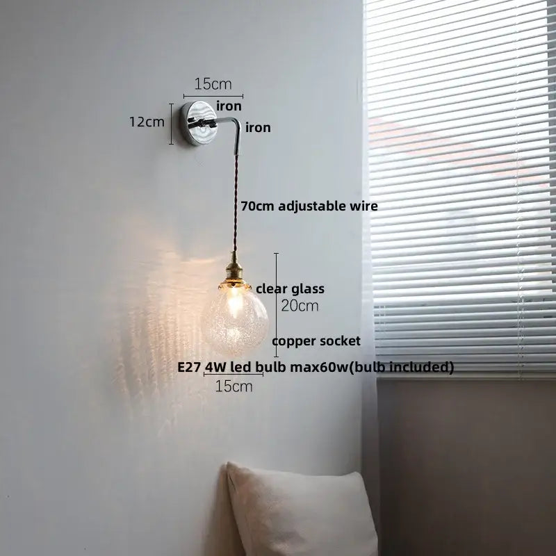 Modern sunset glass led wall sconce bedroom brass lamp