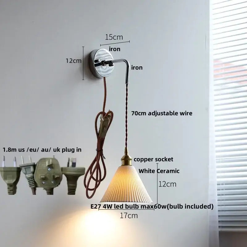 Modern sunset glass led wall sconce bedroom brass lamp
