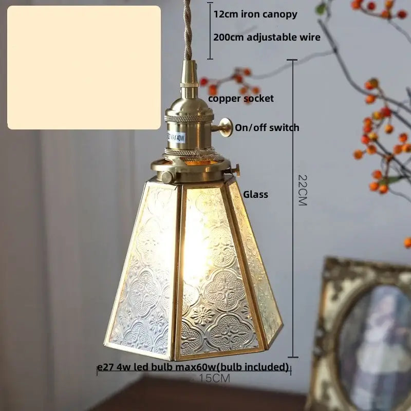 Modern teal & amber copper glass led pendant lamp dining room