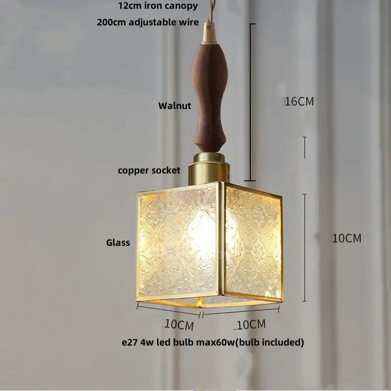Modern teal & amber copper glass led pendant lamp dining room