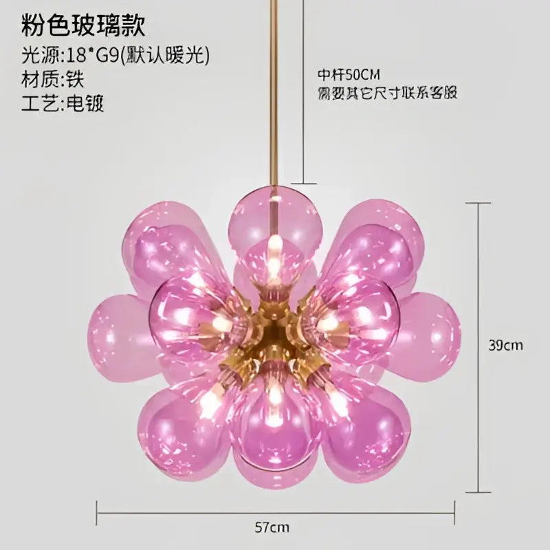 Modern teal and gold glass bubble hanging pendant light dining room