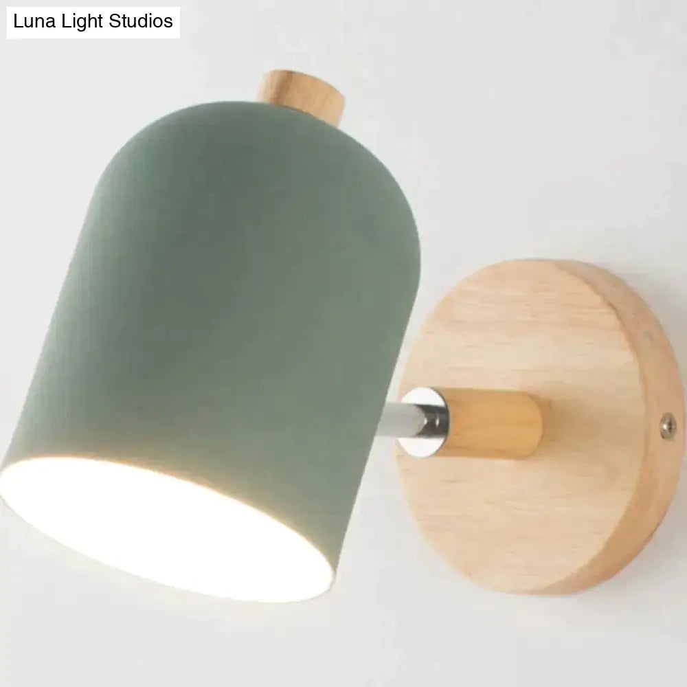 Modern teal and wood wall lamp bedroom sconce