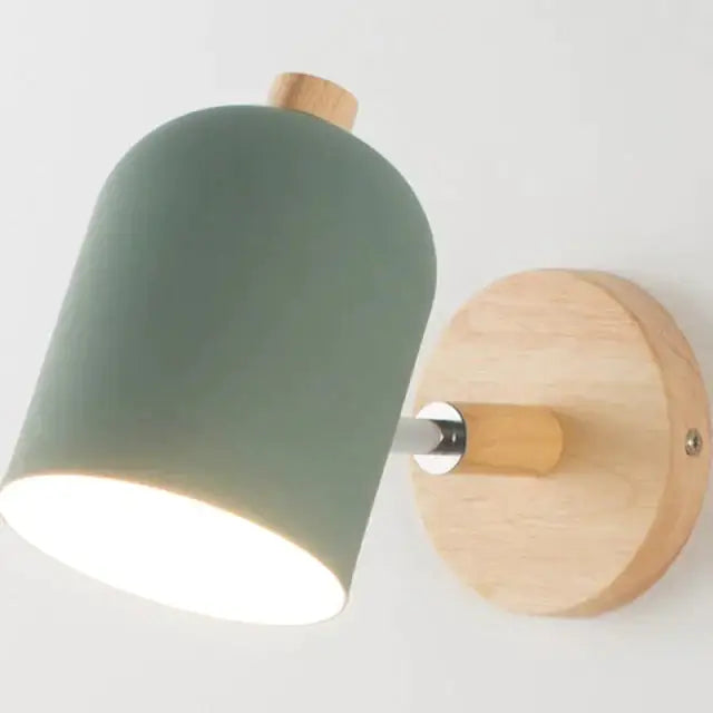 Modern teal and wood wall lamp bedroom sconce