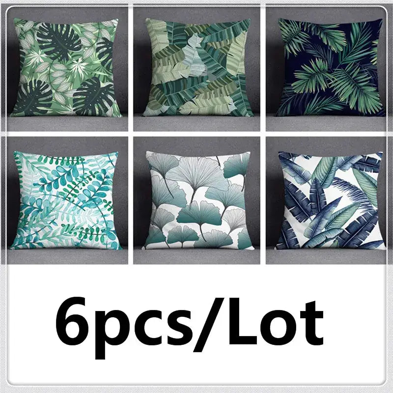 Modern teal cosmic leaves flower pillowcase set bedroom decor