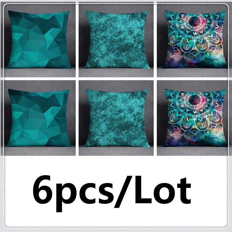 Modern teal cosmic leaves flower pillowcase set bedroom decor