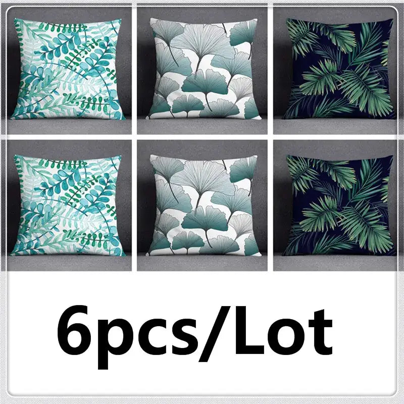 Modern teal cosmic leaves flower pillowcase set bedroom decor