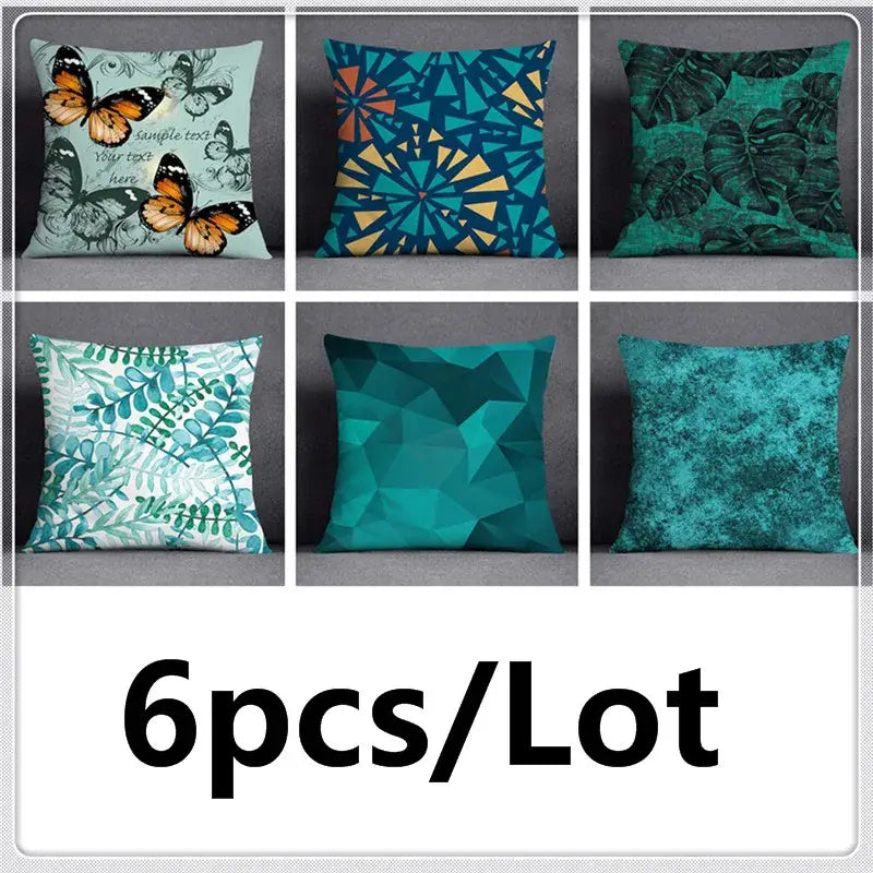 Modern teal cosmic leaves flower pillowcase set bedroom decor