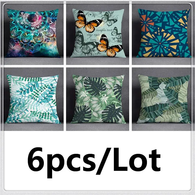 Modern teal cosmic leaves flower pillowcase set bedroom decor
